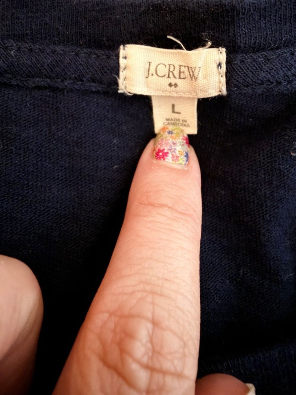 J. Crew French Hen Women's Graphic T-Shirt Size Large Navy Blue Chicken France - Picture 6 of 7